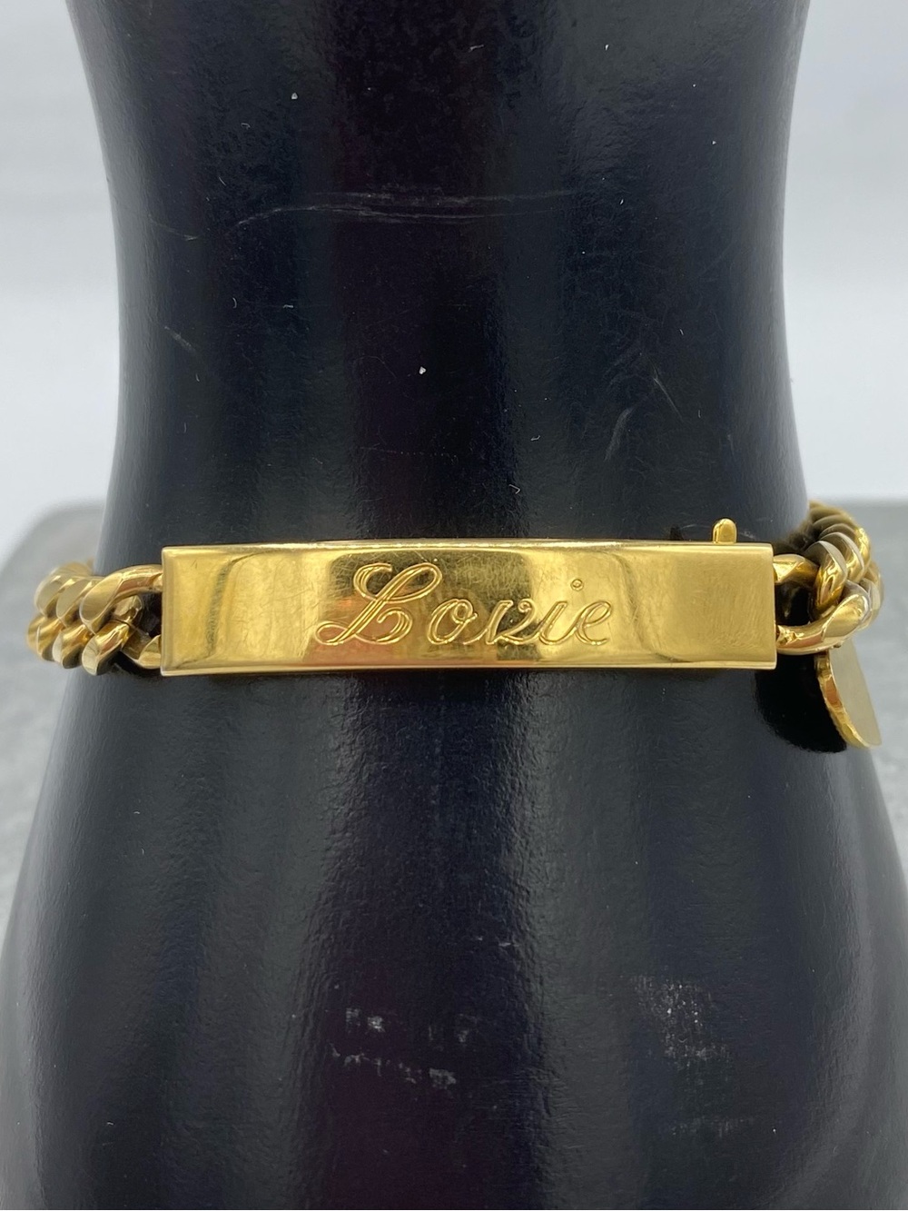 Vintage Speidel ID Bracelet GE Gold Curb Link Chain Heart Charm Engraved Lovie